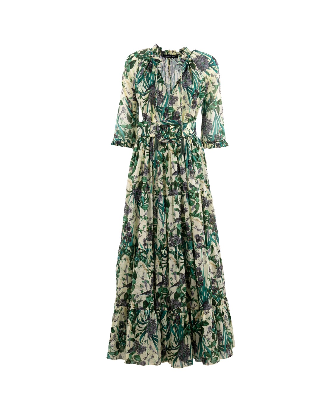 shop SAMANTHA SUNG  Abito: Samantha Sung abito "Eva Vintage Iris".
Maniche a 3/4.
Chiusura al collo con lacci.
Cintura al punto vita.
Composizione: 100% Cotone.
Made in South Korea.. EVA VINTAGE IRIS-SOFT YELLOW number 5192821